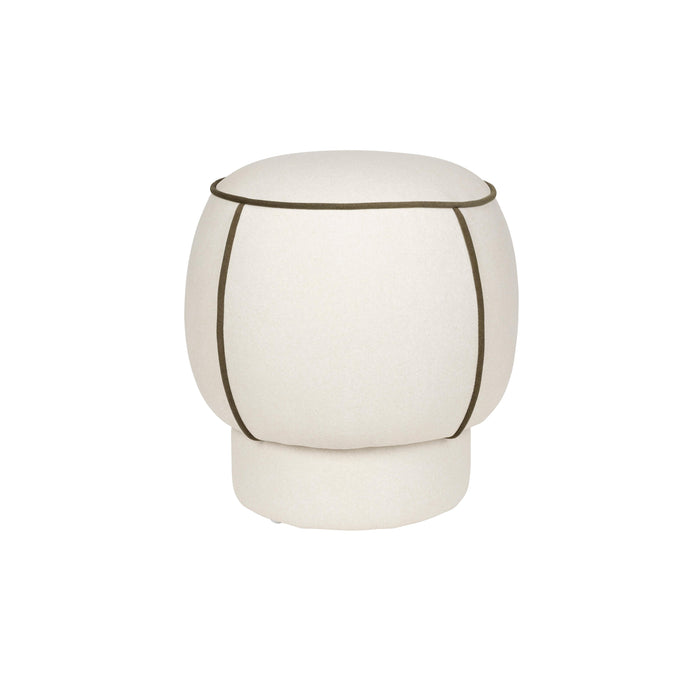 Poef Marina Polyester, Hout Wit Ø45x48 cm-Poefs-Creating Home
