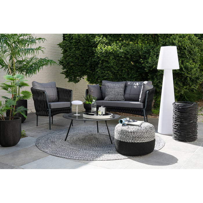 Poef Miami Strip Zwart Polyester 50 cm-Poefen-J-Line