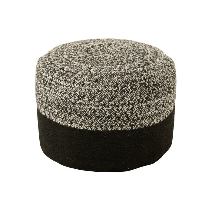 Poef Miami Strip Zwart Polyester 50 cm-Poefs-J-Line
