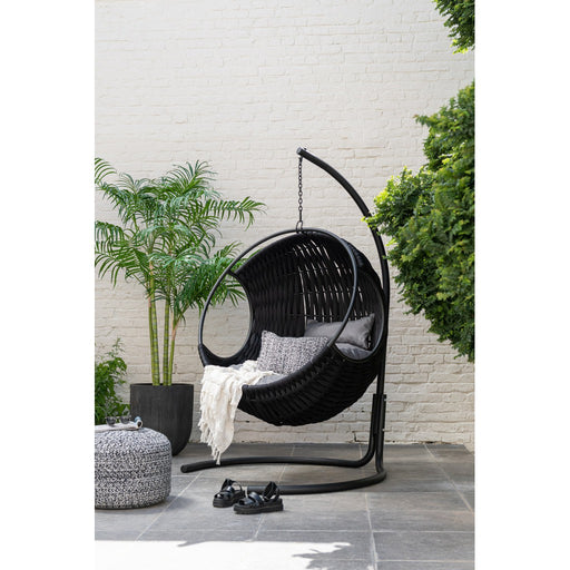 Poef Miami Zwart Polyester 50 cm J-Line-Poefen-J-Line