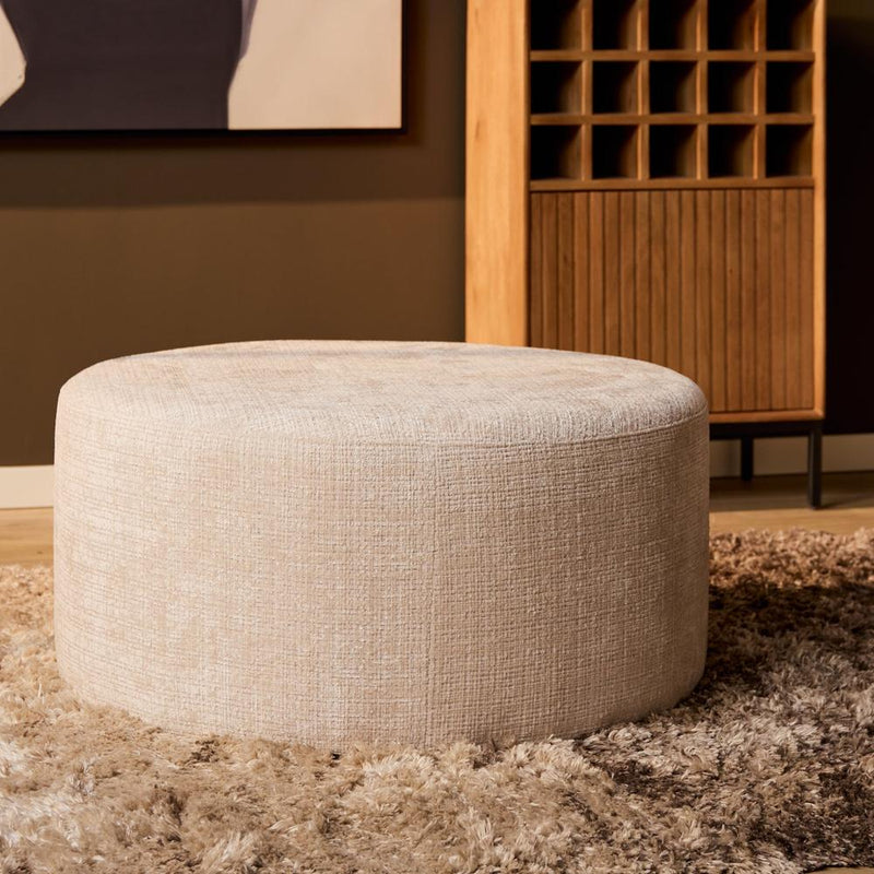 Poef MySofa My Bank Poef | Rond | 80 cm | Cremona 02 | Beige-Poefs-Starfurn
