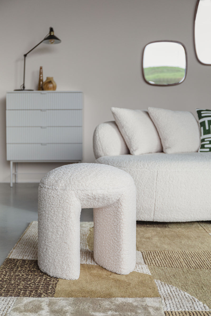 Poef Noxx Polyester, MDF Wit Ø42x46 cm-Krukken-Creating Home