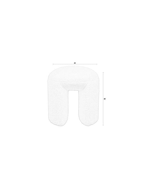 Poef Noxx Polyester, MDF Wit Ø42x46 cm-Krukken-Creating Home