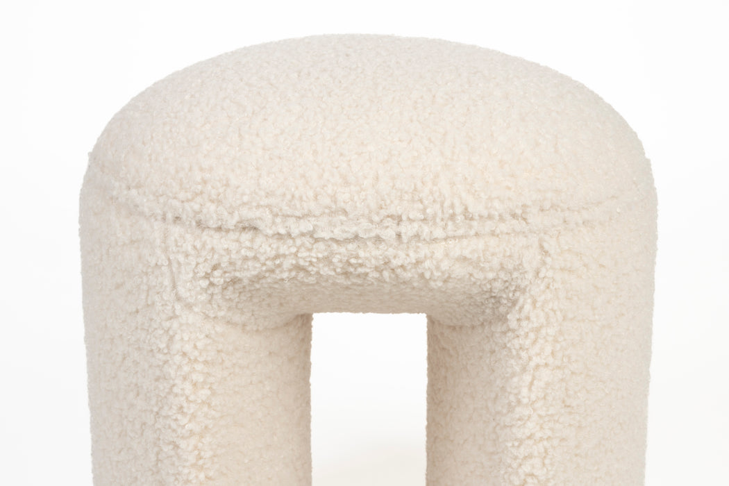 Poef Noxx Polyester, MDF Wit Ø42x46 cm-Krukken-Creating Home