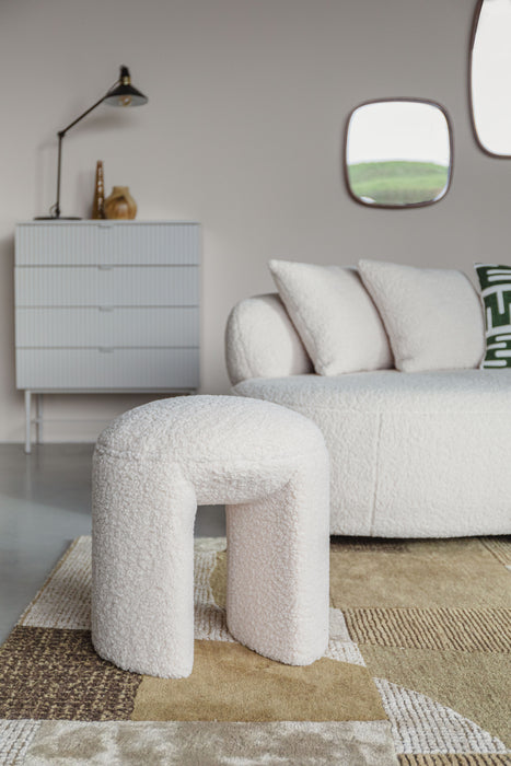 Poef Noxx Polyester, MDF Wit Ø42x46 cm-Poefs-Creating Home