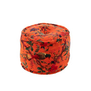 Poef Oranje Katoen Velvet Vogels Rond 40 cm 40x40x30 cm-Poefs-J-Line