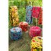Poef Oranje Katoen Velvet Vogels Rond 40 cm-Poefs-J-Line