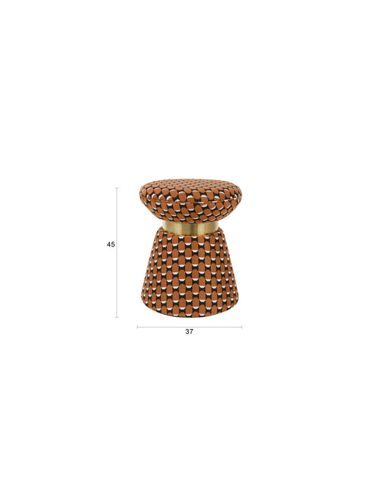 Poef Pin Metaal, Polyester, MDF Bruin Ø37x45 cm-Krukken-Creating Home