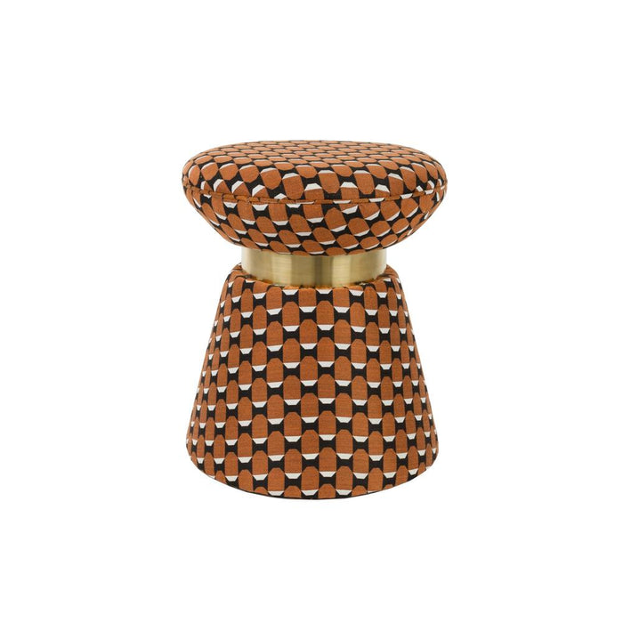 Poef Pin Metaal, Polyester, MDF Bruin Ø37x45 cm-Krukken-Creating Home