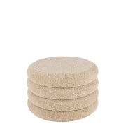 Poef Rond Teddy Polyester Beige 65 cm 65x65x40 cm-Poefs-J-Line