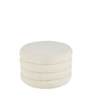 Poef Rond Teddy Polyester Wit 65 cm 65x65x40 cm-Poefs-J-Line