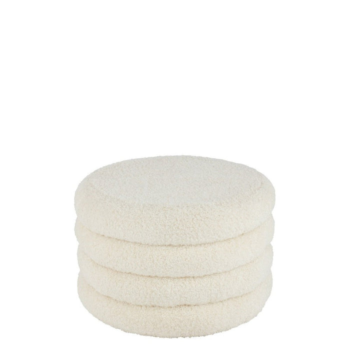 Poef Rond Teddy Polyester Wit 65 cm 65x65x40 cm-Poefs-J-Line