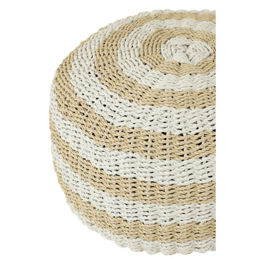 Poef Rond Wit Kunststof Geweven 50 cm 50x50x45 cm-Poefs-J-Line