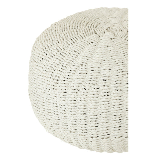 Poef Rond Wit Kunststof Geweven 50 cm Uni 50x50x45 cm-Poefs-J-Line