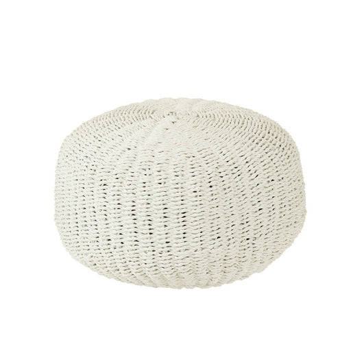 Poef Rond Wit Kunststof Geweven 50 cm - Uni-Poefen-J-Line