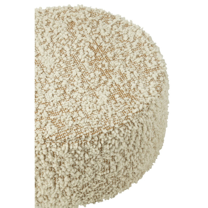 Poef Rond bouclé katoen/polyester camel/crème-Poefs-J-Line