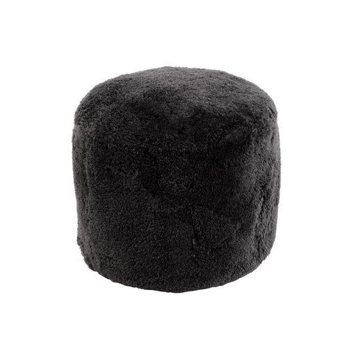 Poef Rond schapenvel donker grijs-Poefs-J-Line