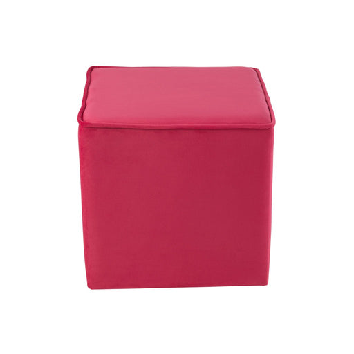 Poef Roze Velours Kubus J-Line 37 cm-Poefen-J-Line