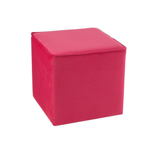 Poef Roze Velours Kubus J-Line 37 cm-Poefen-J-Line