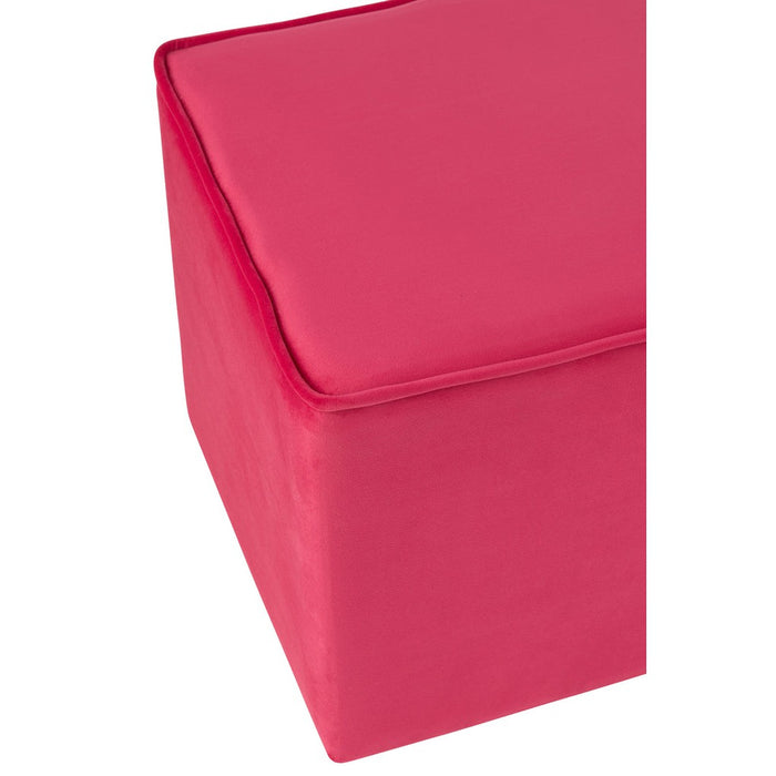 Poef Roze Velours Kubus J-Line 37 cm-Poefs-J-Line