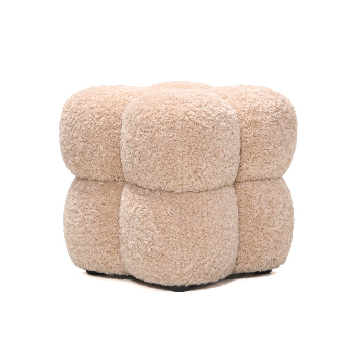 Poef Teddy Polyester Beige-Poefs-PTMD