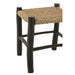 Poef Vierkant Teakhout Zeegras Zwart/Naturel 40 cm 40x40x45 cm-Poefs-J-Line