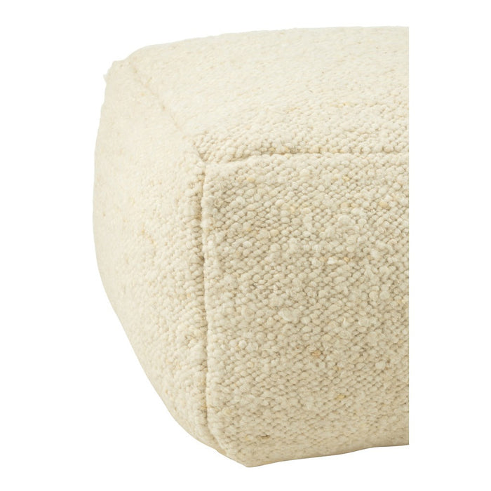 Poef Vierkant boucles wol crème-Poefs-J-Line