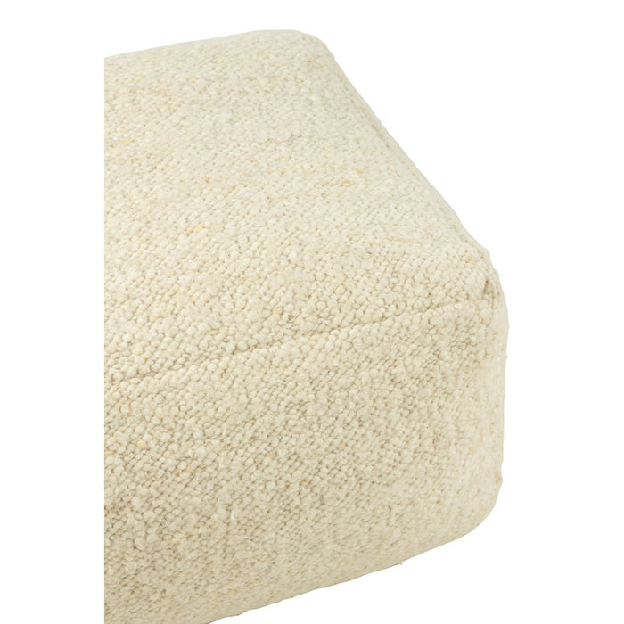 Poef Vierkant boucles wol crème-Poefs-J-Line