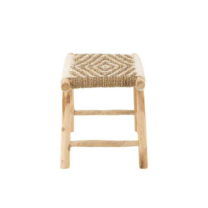 Poef Waverly Teakhout Naturel/Wit 38 cm 38x60x45 cm-Poefs-J-Line