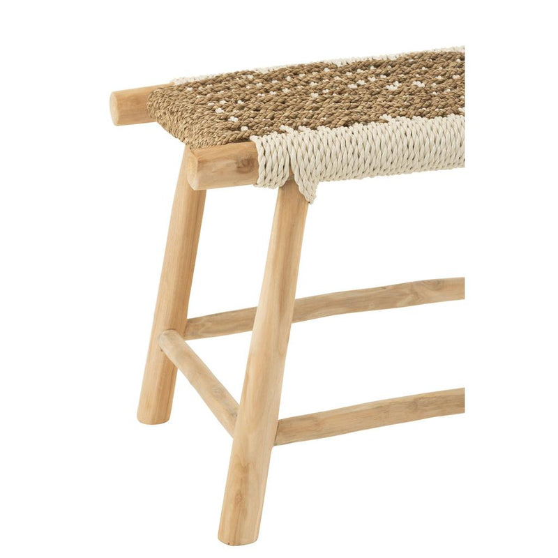 Poef Waverly Teakhout Naturel/Wit 38 cm 38x60x45 cm-Poefs-J-Line