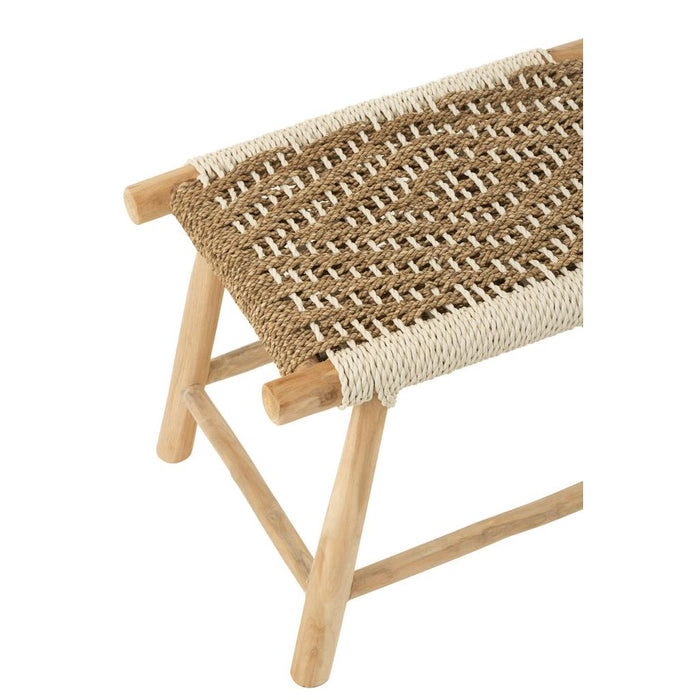 Poef Waverly Teakhout Naturel/Wit 38 cm 38x60x45 cm-Poefs-J-Line