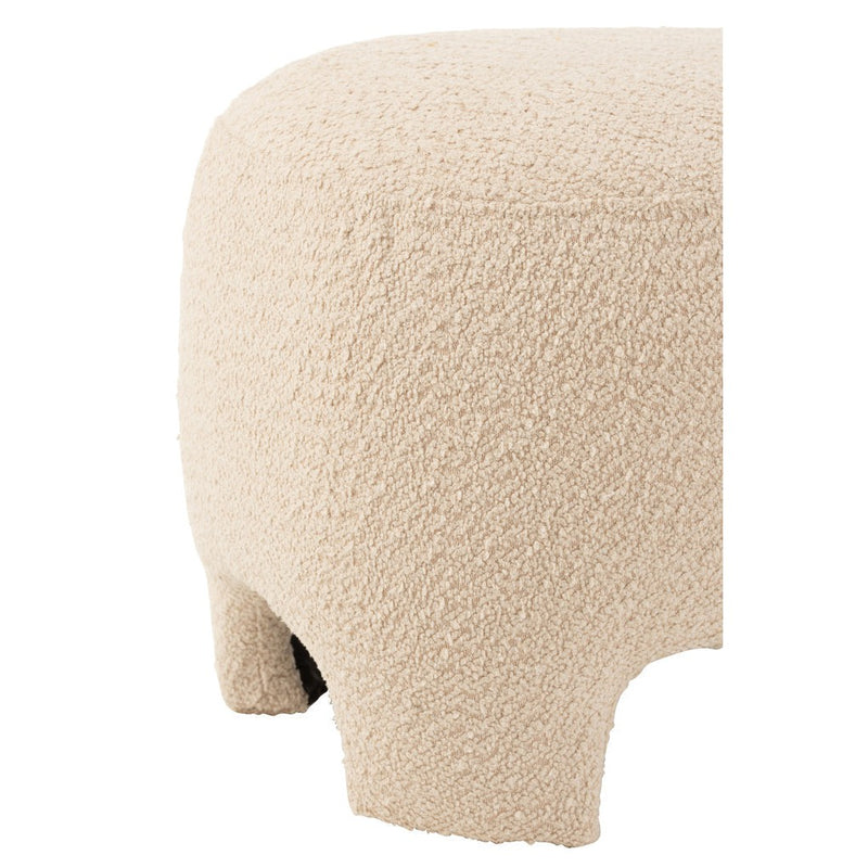 Poef Wit Gebreid Stof en Hout 41 cm 41x55x37 cm-Poefs-J-Line