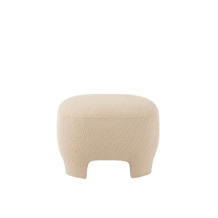 Poef Wit Gebreid Stof en Hout 41 cm-Poefs-J-Line