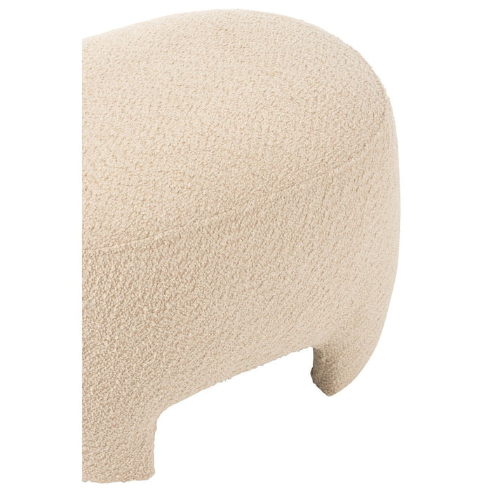 Poef Wit Gebreid Stof en Hout 41 cm-Poefs-J-Line