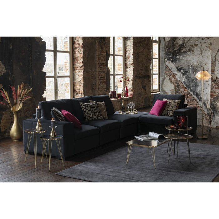 Poef Zwart Velvet Ottoman 100 cm-Poefen-J-Line