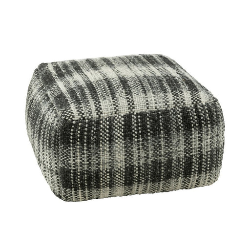 Poef Zwart Wol Geblokt Vierkant 60 cm 60x60x35 cm-Poefs-J-Line