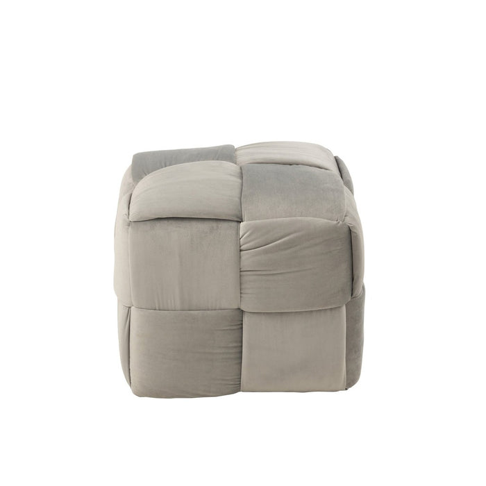 Pouf 1-Person Textiel | Hout Light Grey-Poefs-J-Line