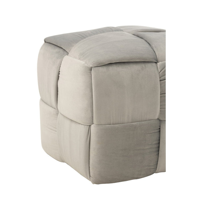 Pouf 1-Person Textiel | Hout Light Grey-Poefs-J-Line