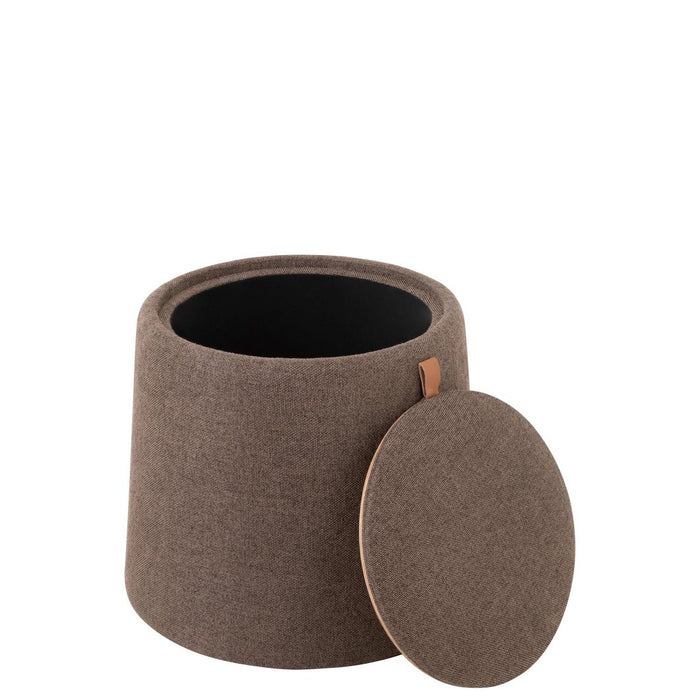 Pouf | Bijzettafel Rond Textiel | Hout Brown-Poefs-J-Line