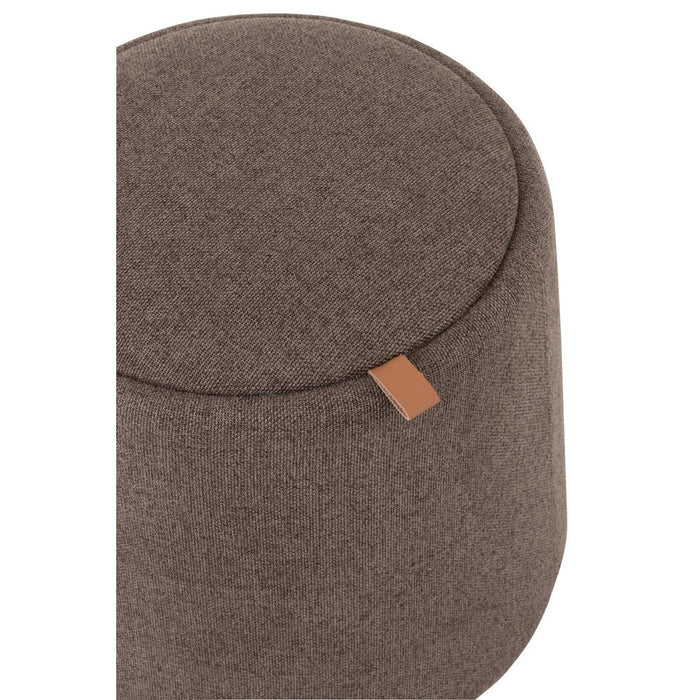 Pouf | Bijzettafel Rond Textiel | Hout Brown-Poefs-J-Line