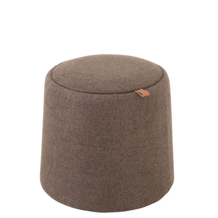 Pouf | Bijzettafel Rond Textiel | Hout Brown-Poefs-J-Line