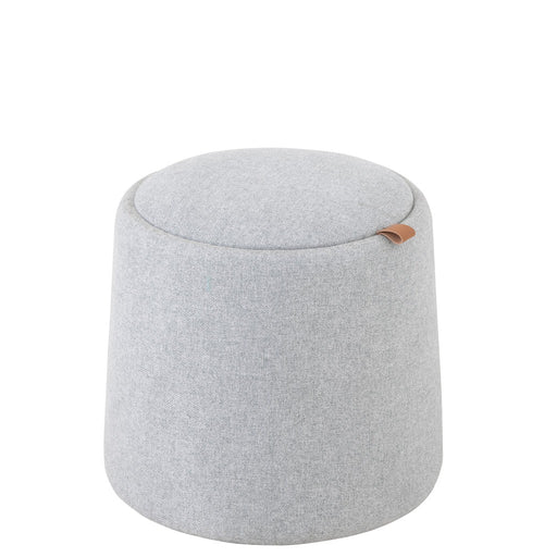 Pouf | Bijzettafel Rond Textiel | Hout Light Grey-Poefs-J-Line