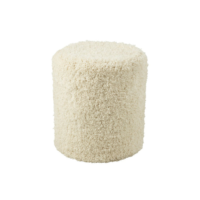 Pouf Cylinder Shaggy Polyester Cream-Poefs-J-Line