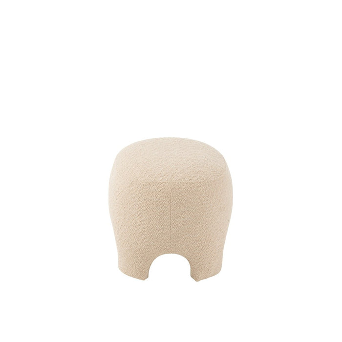 Pouf Knitted Textiel | Hout Wit-Poefs-J-Line