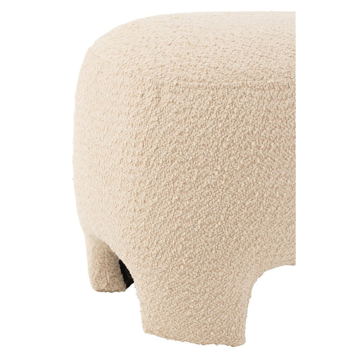 Pouf Knitted Textiel | Hout Wit-Poefs-J-Line