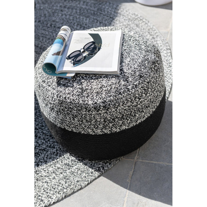 Pouf Miami Strip Outdoor Poly Zwart | Wit-Poefs-J-Line