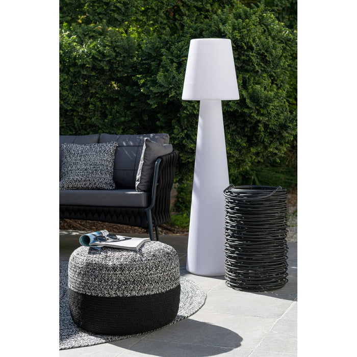 Pouf Miami Strip Outdoor Poly Zwart | Wit-Poefs-J-Line