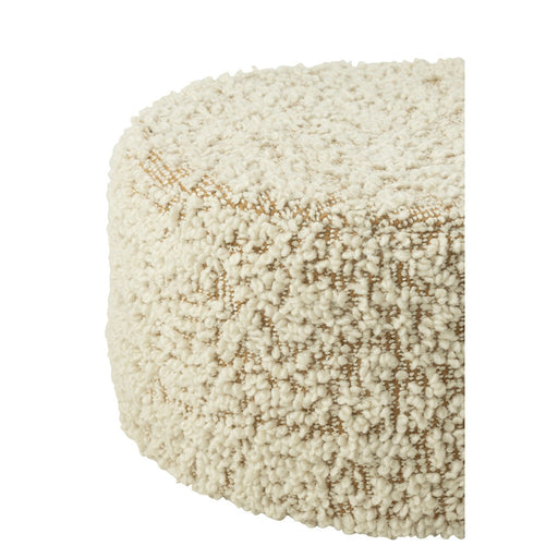 Pouf Rond Bouclé Cotton | Polyester Camel | Cream-Poefs-J-Line