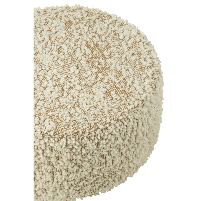 Pouf Rond Bouclé Cotton | Polyester Camel | Cream-Poefs-J-Line