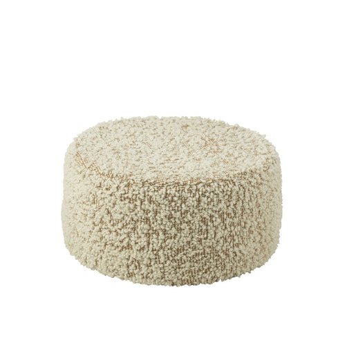 Pouf Rond Bouclé Cotton | Polyester Camel | Cream-Poefs-J-Line